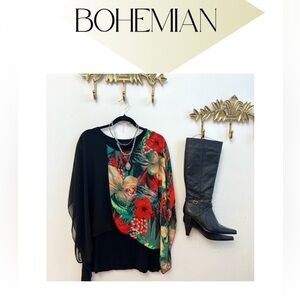 French Riviera Punch flowy kimono blouse Xl